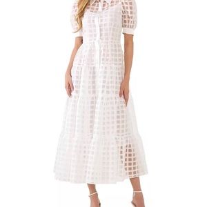 English Factory Gridded Organza Tiered Maxi Dress